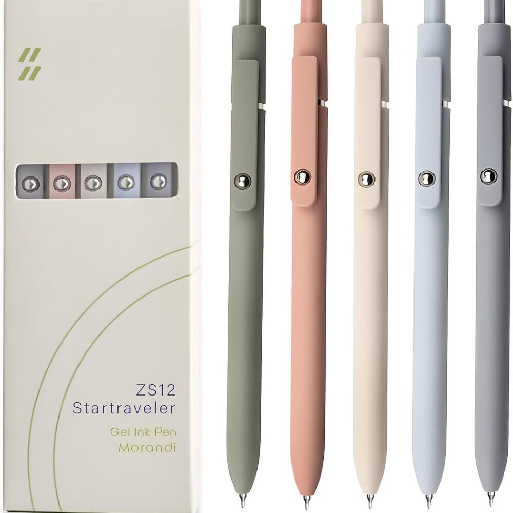 Gel Pens, 5 Pcs 0.5mm Black Ink Pens Fine Point Smooth Writing Pens, High-End Se